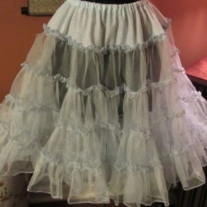 Vintage Baby Blue Sheer Crinoline Petticoat - S/M